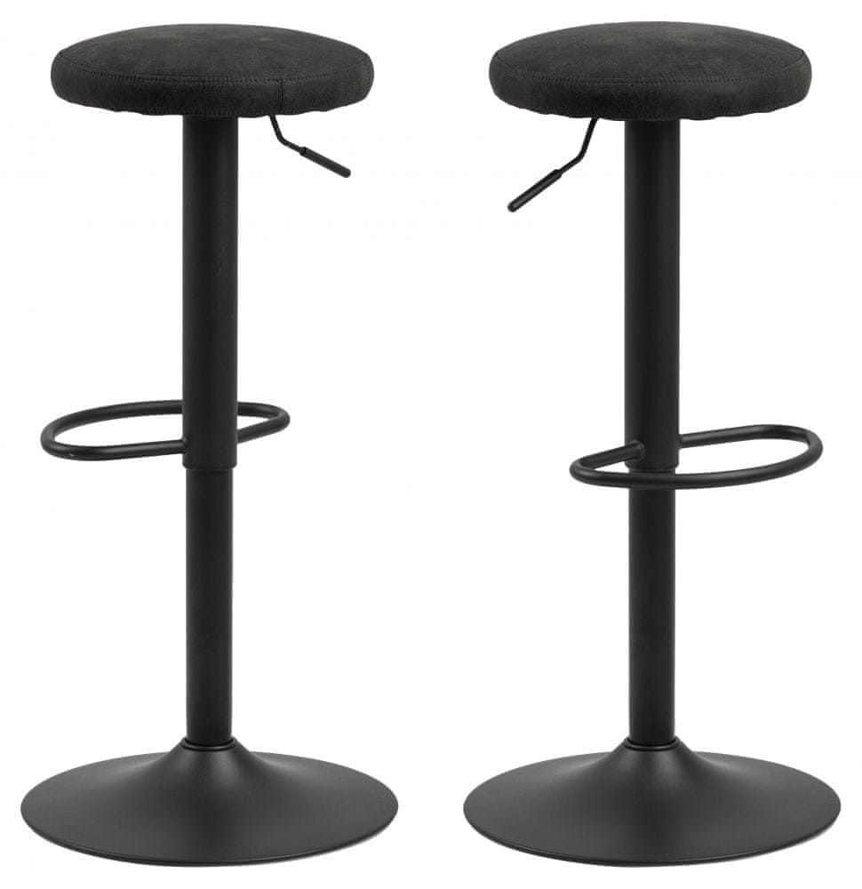 Design Scandinavia Barová stolička Finch (SET 2ks), tkanina, antracitová